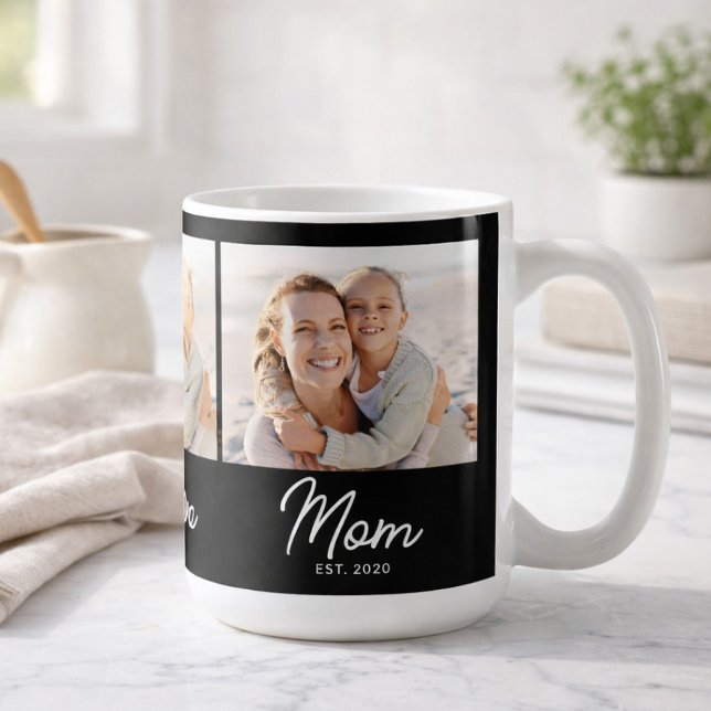 Caneca De Café Mom Established Script Black 3 Photo (Criador carregado)