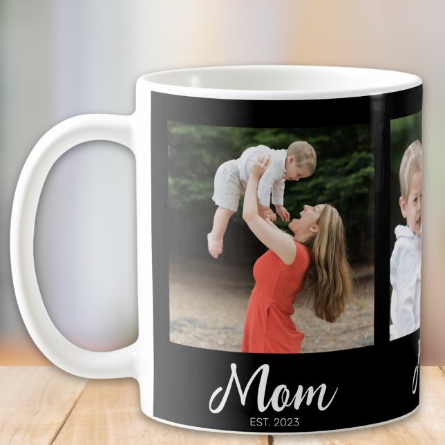 Caneca De Café Mom Established Script Black 3 Photo (Criador carregado)