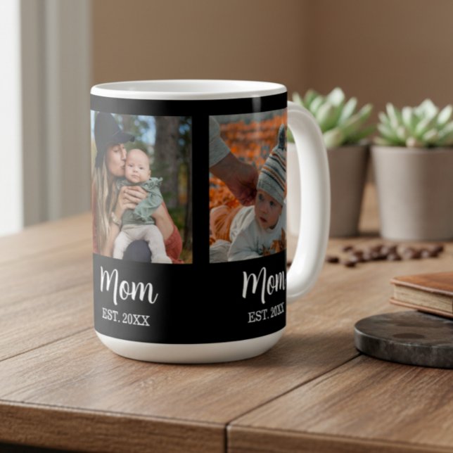 Caneca De Café Mom Established Script Black 3 Photo  (Criador carregado)