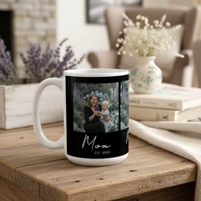Caneca De Café Mom Established Script Black 3 Photo (Criador carregado)