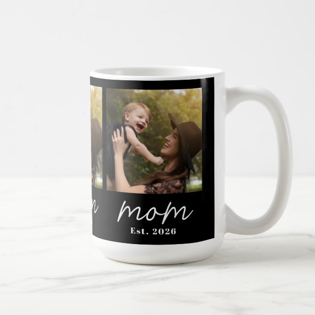 Caneca De Café Mom Established Script Black 3 Photo  (Direita)