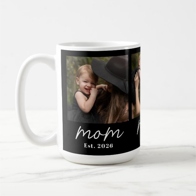 Caneca De Café Mom Established Script Black 3 Photo  Coffee Mug (Esquerda)
