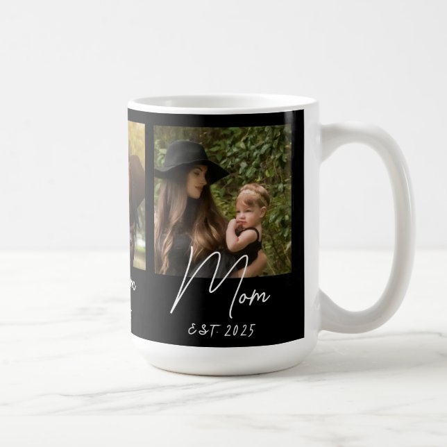 Caneca De Café Mom Established Script Black 3 Photo  Coffee Mug (Direita)
