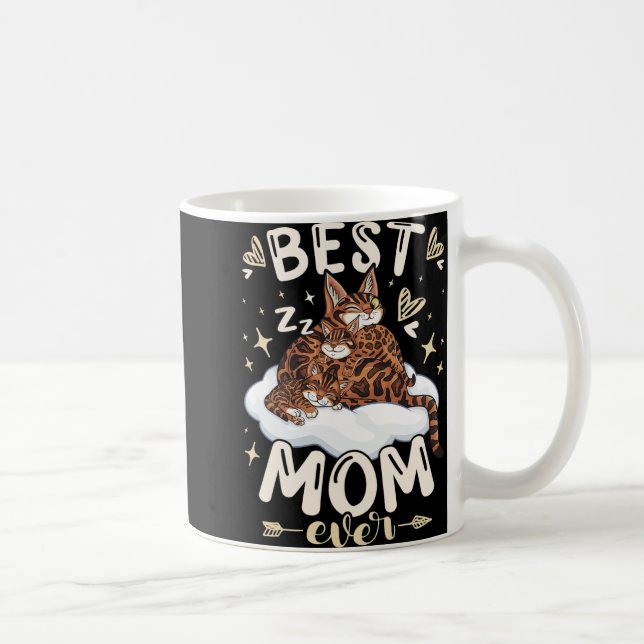 Caneca De Café Mom Ever, Bengal Cat 2 Kittens, Mother's Day, Moth (Direita)