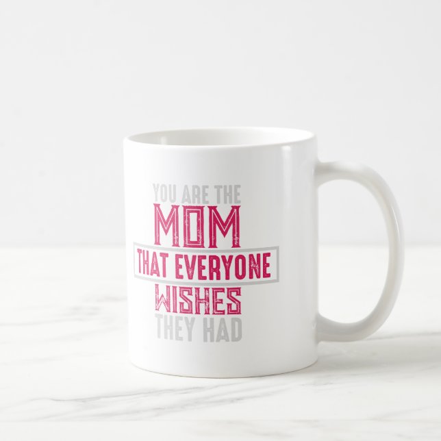 Caneca De Café Mom Everyone Wishes Hearts Pattern Pink Typography (Direita)