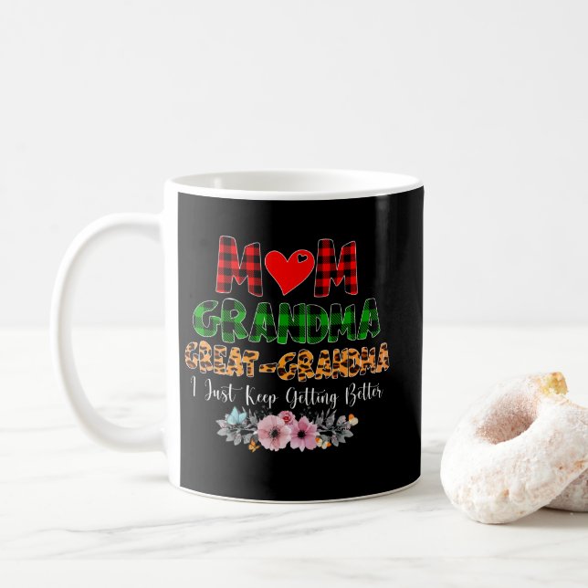 Caneca De Café Mom Grandma Great Grandma Getting Better plaid (Com Donut)