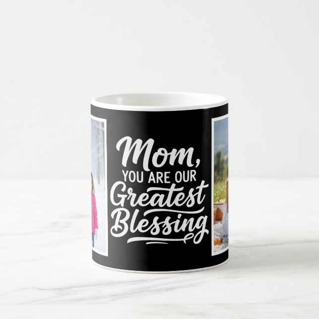 Caneca De Café Mom Greatest Blessing Brush Script 2 Photo Black (Centro)