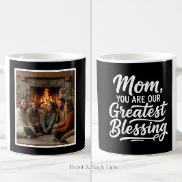 Caneca De Café Mom Greatest Blessing Custom 1 Photo Simple Black