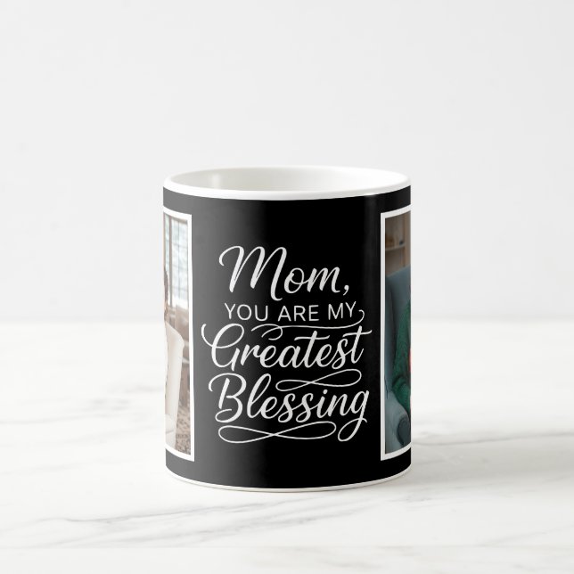 Caneca De Café Mom Greatest Blessing Heartfelt 2 Photo Black (Centro)