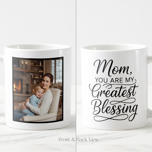 Caneca De Café Mom Greatest Blessing Heartfelt Easy Custom Photo  (Criador carregado)