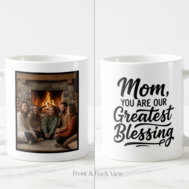 Caneca De Café Mom Greatest Blessing Personalized 1 Photo Simple (Criador carregado)