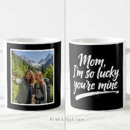 Caneca De Café Mom Im So Lucky Brush Script Easy 1 Photo Black