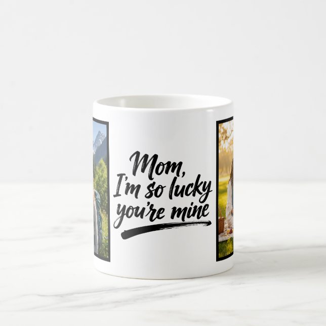 Caneca De Café Mom Im So Lucky Youre Mine Brush Script 2 Photo (Centro)