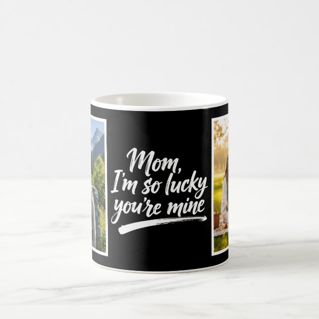 Caneca De Café Mom Im So Lucky Youre Mine Script 2 Photo Black (Centro)