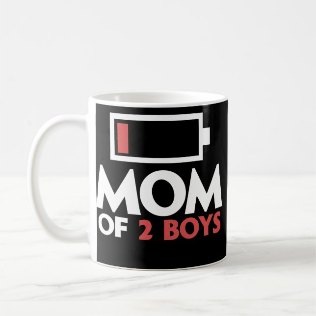 Caneca De Café Mom of 2 Boys Tired Mother with two Sons Low (Esquerda)