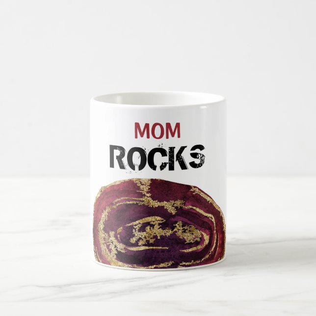 Caneca De Café *~* MOM Rocks Agate Lapidação De Pedra Glitter Dou (Centro)