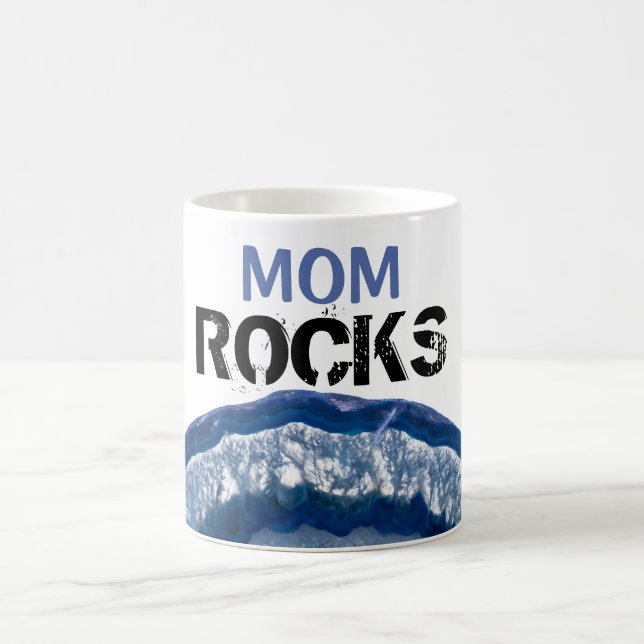 Caneca De Café *~* MOM ROCKS Crystal Geode Agate de Azul Lapidado (Centro)