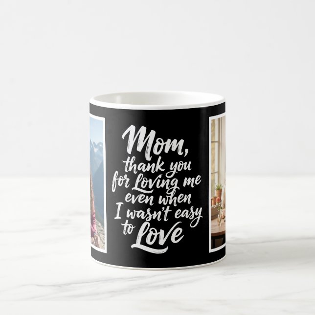 Caneca De Café Mom Thanks For Loving Me Brush Script Photo Black (Centro)