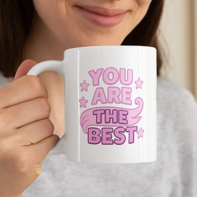 Caneca De Café Mom you are the best pink purple (Criador carregado)