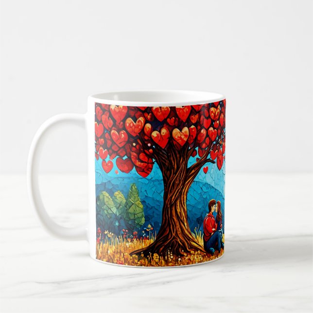 Caneca De Café 🌳 Momento de Café de Casal Romântico Debaixo da Á (Esquerda)