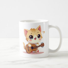 Caneca De Café Momento de Ukulele do Gatinho Fofo