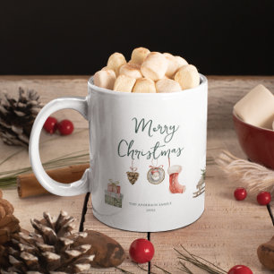 Caneca De Café Momentos Alegres de Inverno   Monograma de Natal