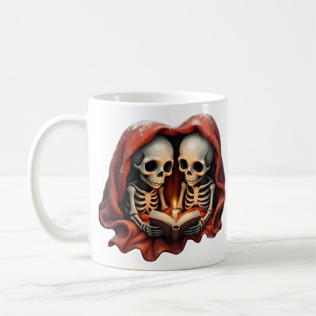 Caneca De Café Momentos mágicos de inverno, dois esqueletos (Esquerda)
