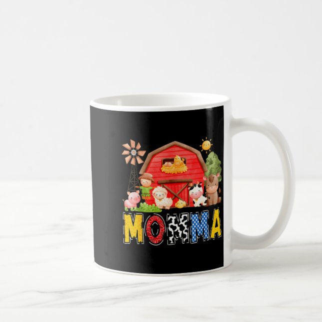Caneca De Café Momma Red Farm Cow Birthday Boy Matching Family Pa (Direita)