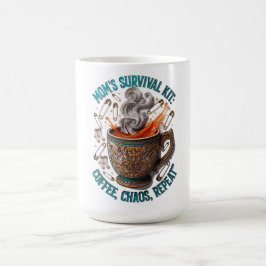 Caneca De Café Mom's Survival Kit Tee | Coffee Chaos Repeat Funny