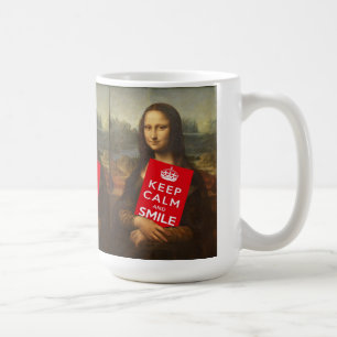 Caneca De Café Mona Cômica Lisa Diz Que Fique Calmo E Sorria