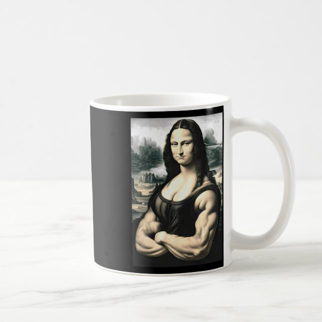 Caneca De Café Mona Lisa Bodybuilding Parody Leonardo Da Vinci Me (Direita)
