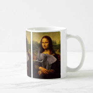 Caneca De Café Mona Lisa Com Elefante