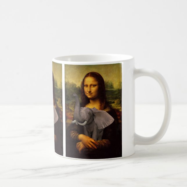 Caneca De Café Mona Lisa Com Elefante (Direita)