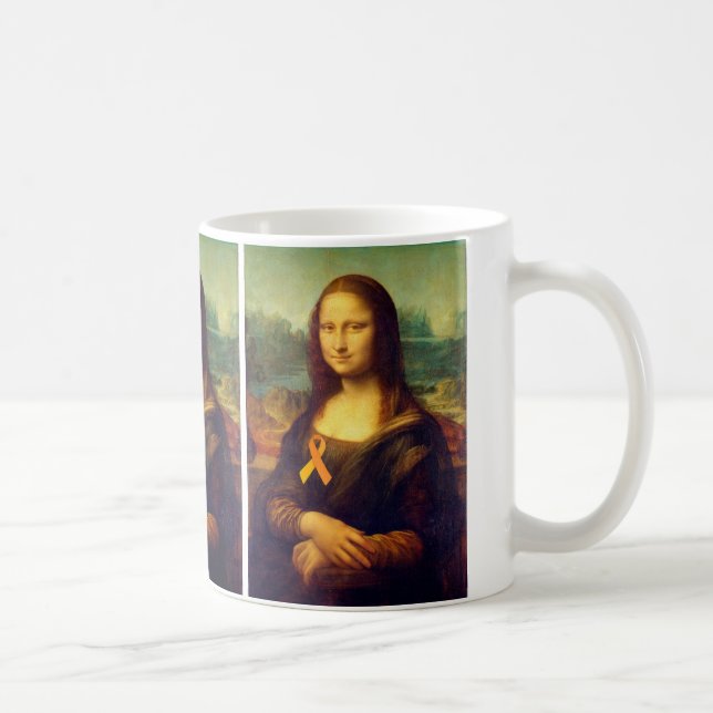 Caneca De Café Mona Lisa Com Fita Laranja (Direita)