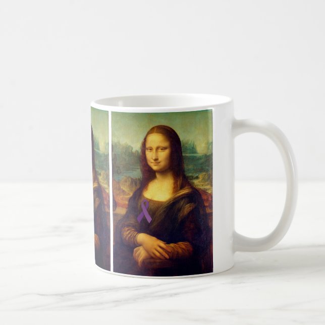 Caneca De Café Mona Lisa Com Fita Roxa (Direita)