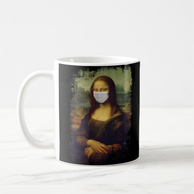 Caneca De Café Mona Lisa Com Máscara (Esquerda)