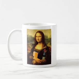 Caneca De Café Mona Lisa com Vinho e Humor de Livro