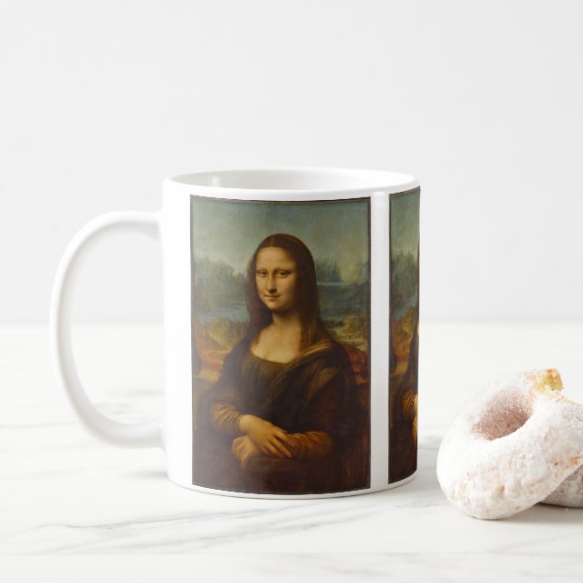 Caneca De Café Mona Lisa de Leonardo da Vinci, Arte Renascentista (Com Donut)