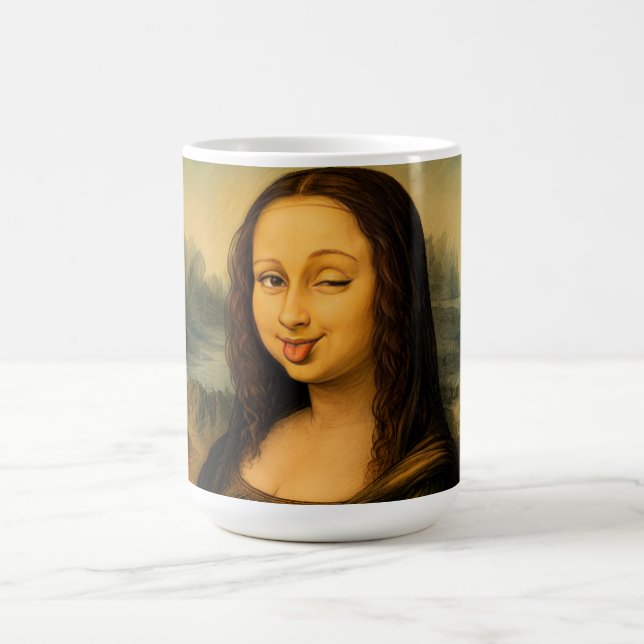 Caneca de Café Mona Lisa Engraçada Sorriso Da Vinc (Centro)