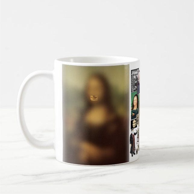 Caneca De Café Mona Lisa está sorrindo, Souvenir Divertido Mug (Esquerda)