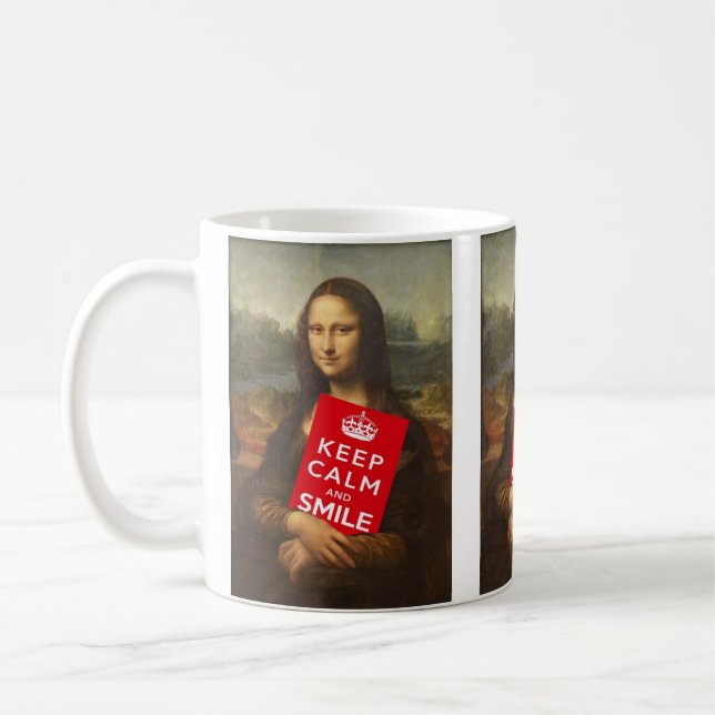 Caneca De Café Mona Lisa Keep Calm And Smile (Esquerda)