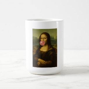 Caneca De Café Mona Lisa Piscando Goma-Bolha Rosa