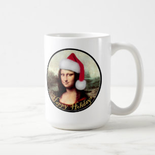 Caneca De Café Mona Lisa Santa Hat Natal