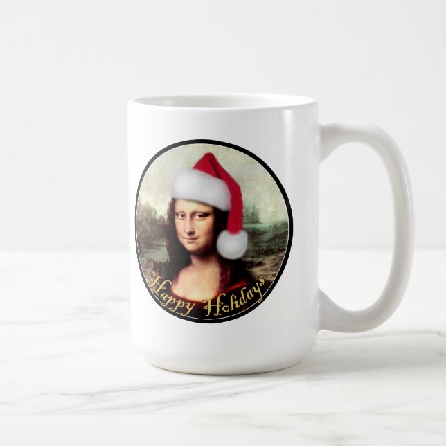 Caneca De Café Mona Lisa Santa Hat Natal (Direita)