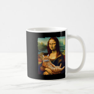 Caneca De Café Mona Lisa Segurando Gatinho de Pintura de Retratos