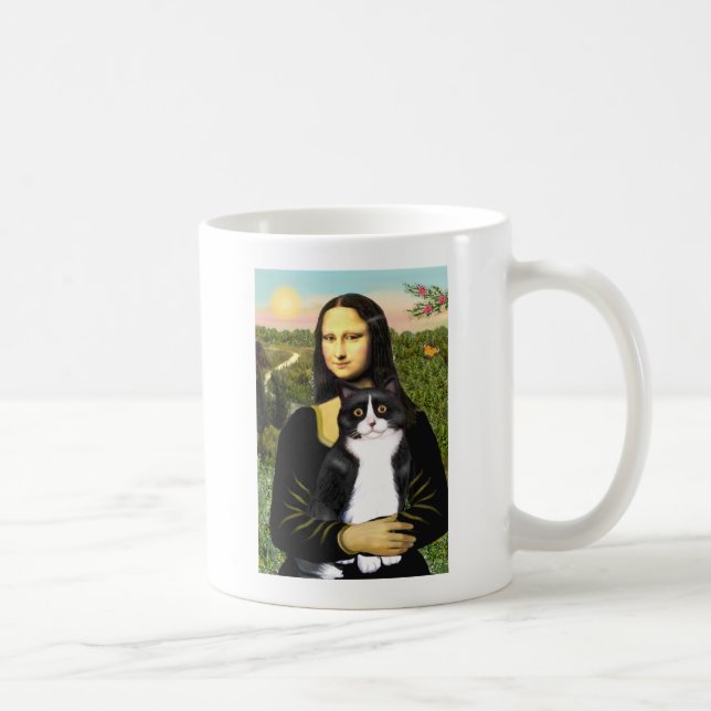 Caneca De Café Mona Lisa - Um gato preto e branco SH (Direita)
