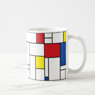 Caneca De Café Mondrian Minimalist Geométrico De Stijl Modern Art