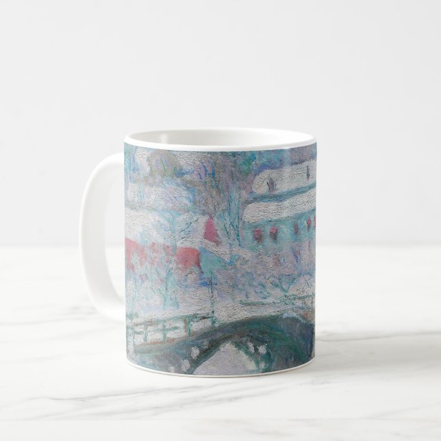 Caneca De Café Monet - Noruega, Sandviken Village na neve (Frente Esquerda)