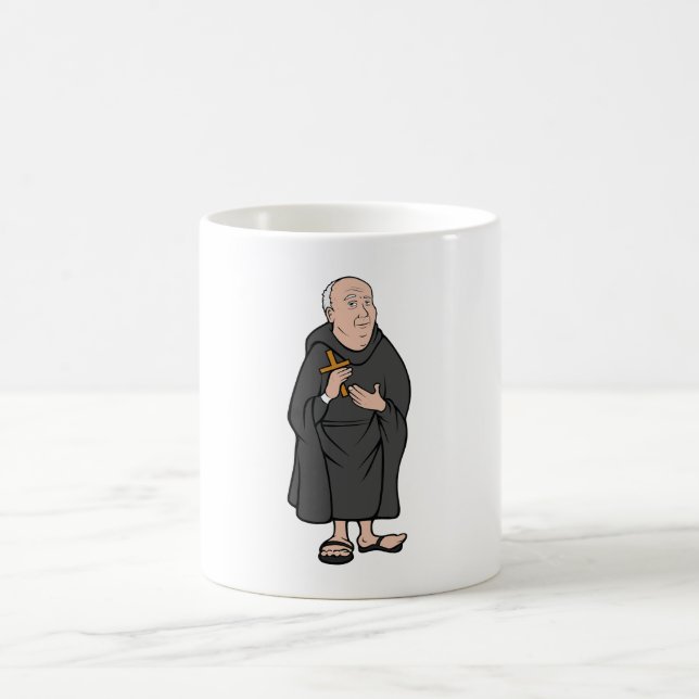 Caneca De Café Monk Segurando Cruz em Robe Religioso Medieval (Centro)