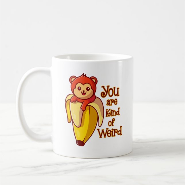 Caneca De Café Monkey Banana Engraçado Você É Estranho (Esquerda)